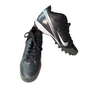 Nike Mens Black & Silver Cleats Size 11.5 Synthetic Leather Football Outdoor